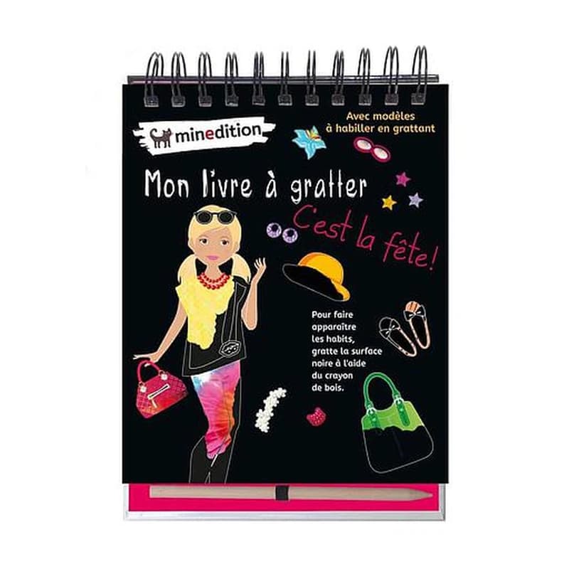 Mon livre à gratter c'est la fête ! - Avec 1 crayon en bois