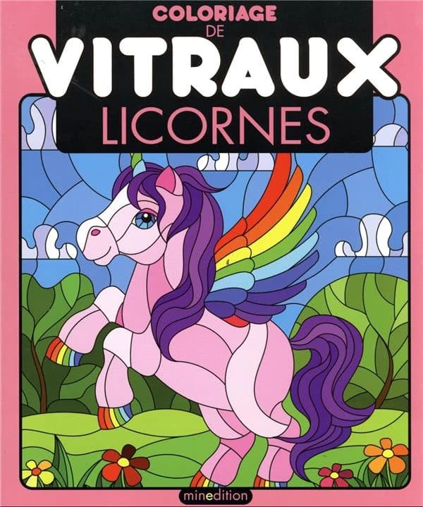 Coloriage de vitraux : licornes