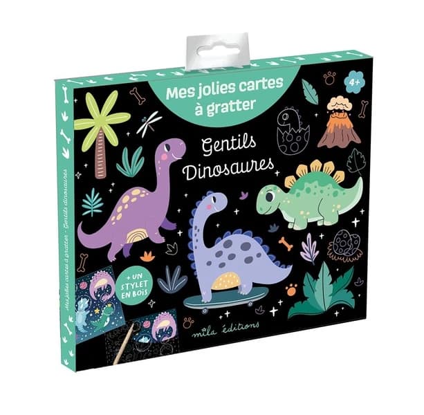 Gentils dinosaures : Mes jolies cartes à gratter