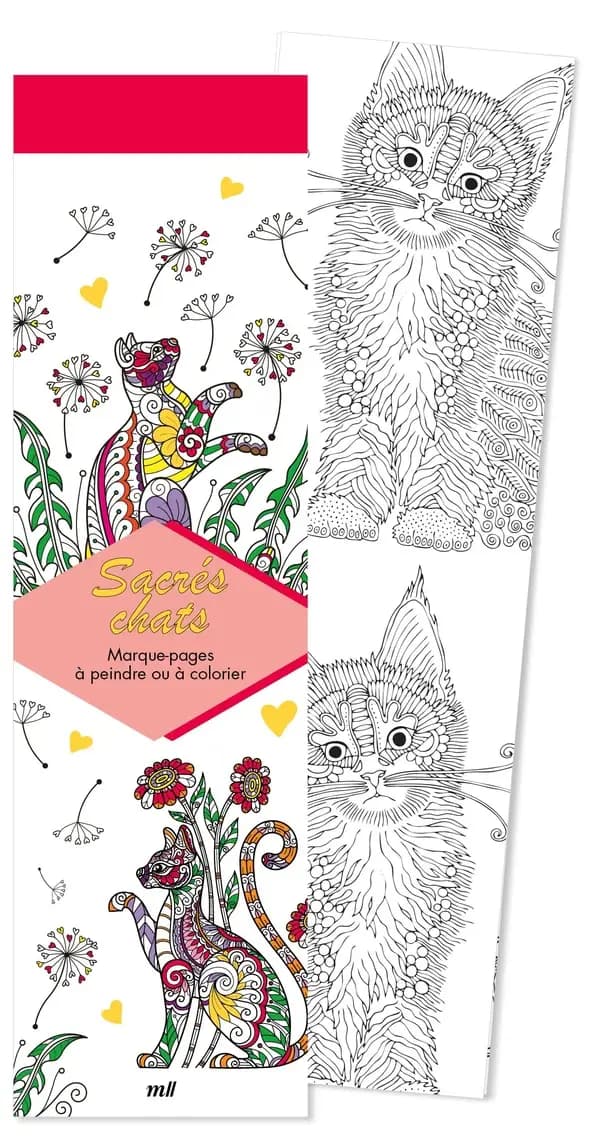 Marque-pages : Sacrés chats : 50 marque-pages à peindre ou à colorier