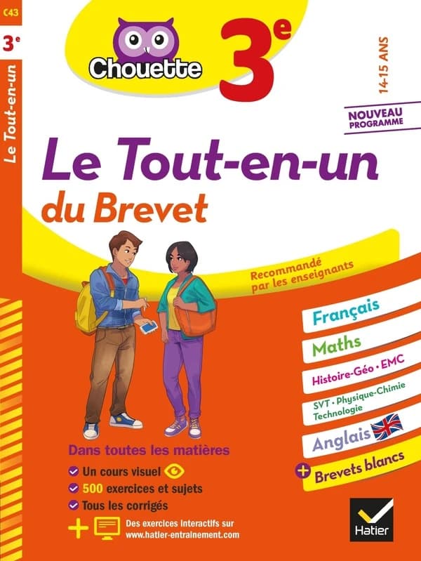 Chouette entraînement : le tout-en-un du brevet ; 3e