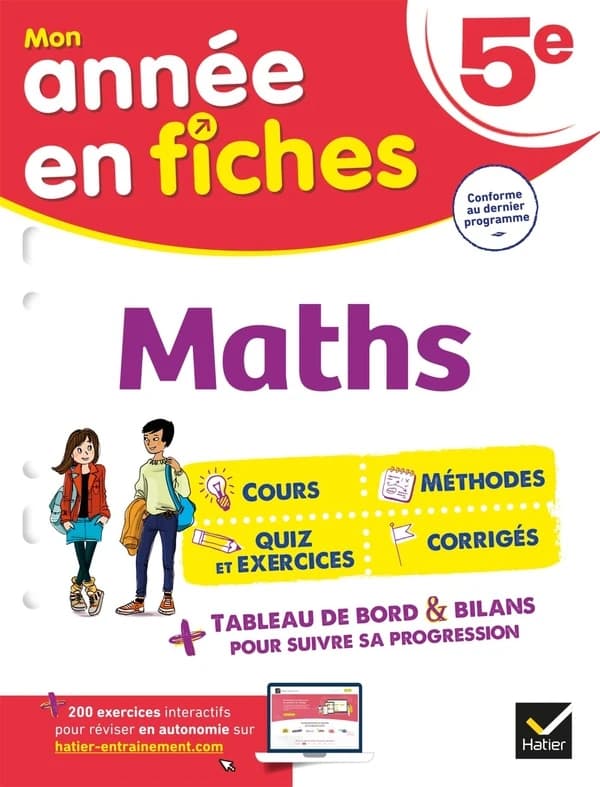 Mon année en fiches ; maths ; 5e