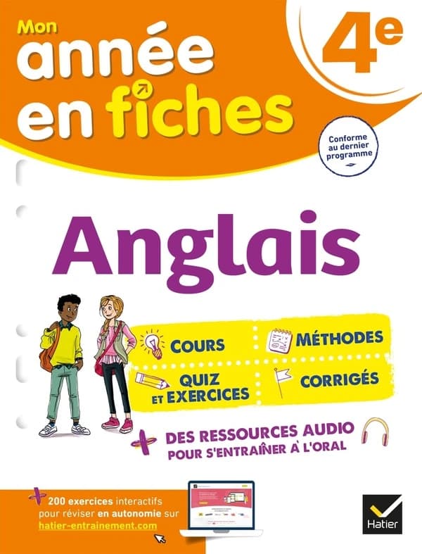 Mon année en fiches : anglais ; 4e