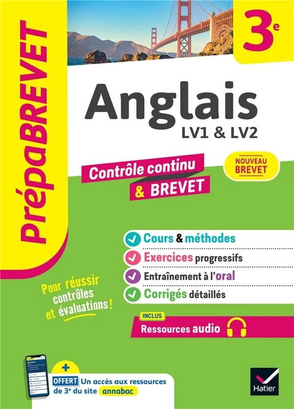 Prépabrevet : Anglais LV1 & LV2 ; 3e ; Contrôle continu & brevet