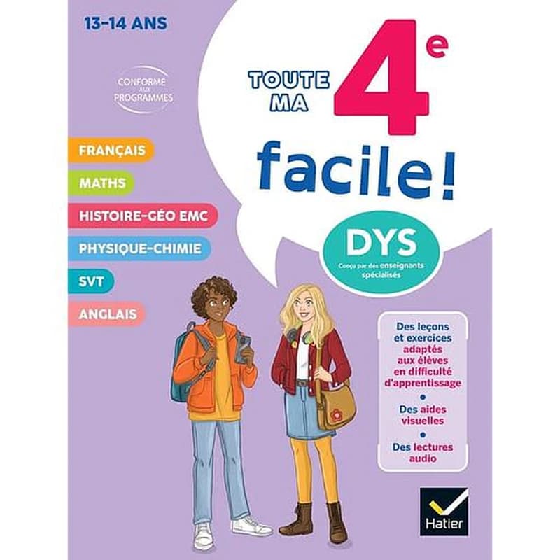 Toute ma 4e facile ! Tout-en-un adapté aux enfants dyslexiques