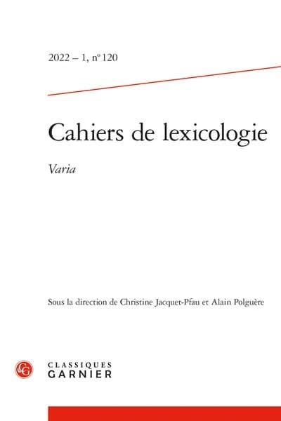 Cahiers de lexicologie n.120