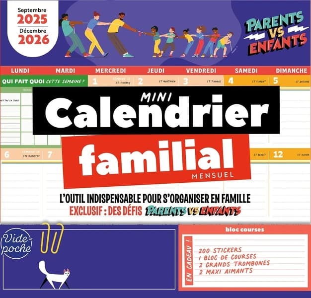 Mini calendrier familial mensuel