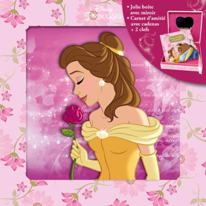 Disney Princesses, Mon coffret secret - Une jolie boîte avec miroir et un carnet d'amitié avec cadenas + 2 clefs