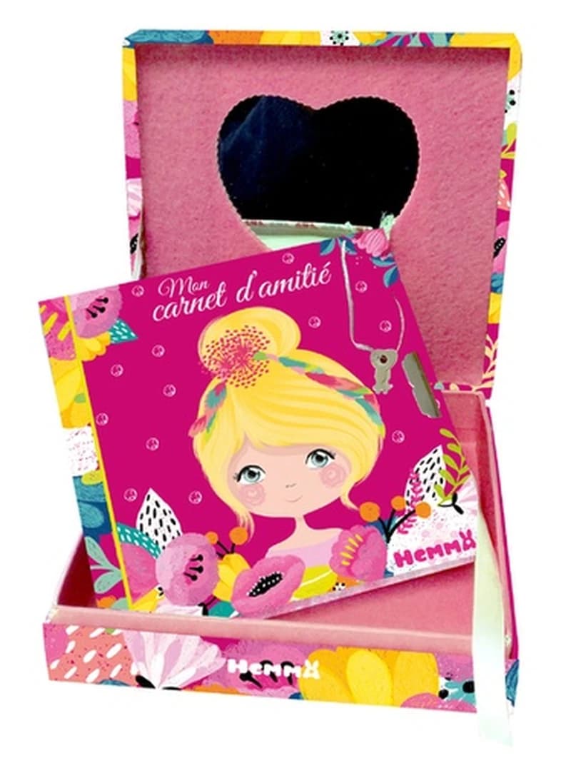 Girly, Mon coffret secret - Une jolie boîte avec miroir et un carnet d'amitié avec cadenas + 2 clefs