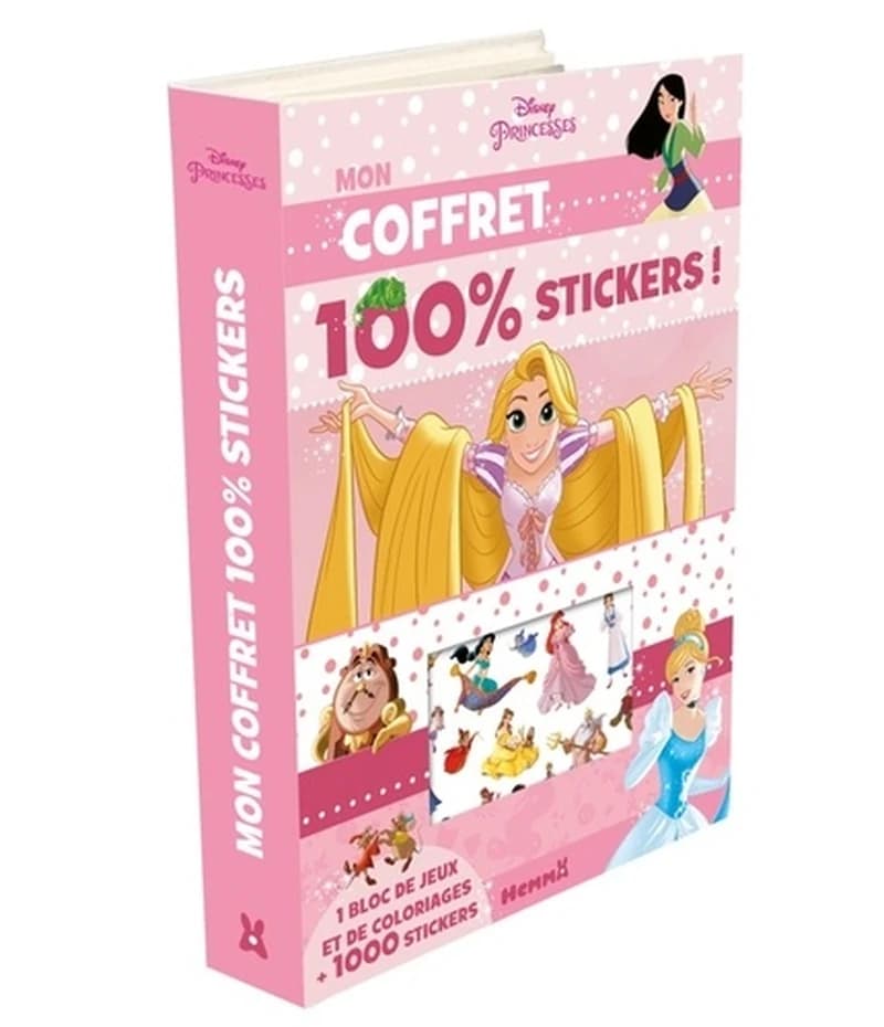 Mon coffret 100% stickers Disney princesses - Avec 1 bloc de jeux et de coloriages + 1000 stickers
