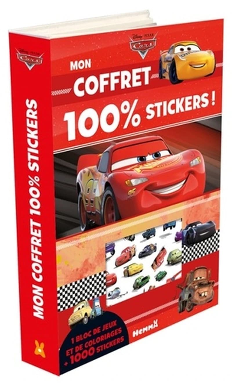 Mon coffret 100% stickers Cars - Avec 1 bloc de jeux et de coloriages et 1000 stickers