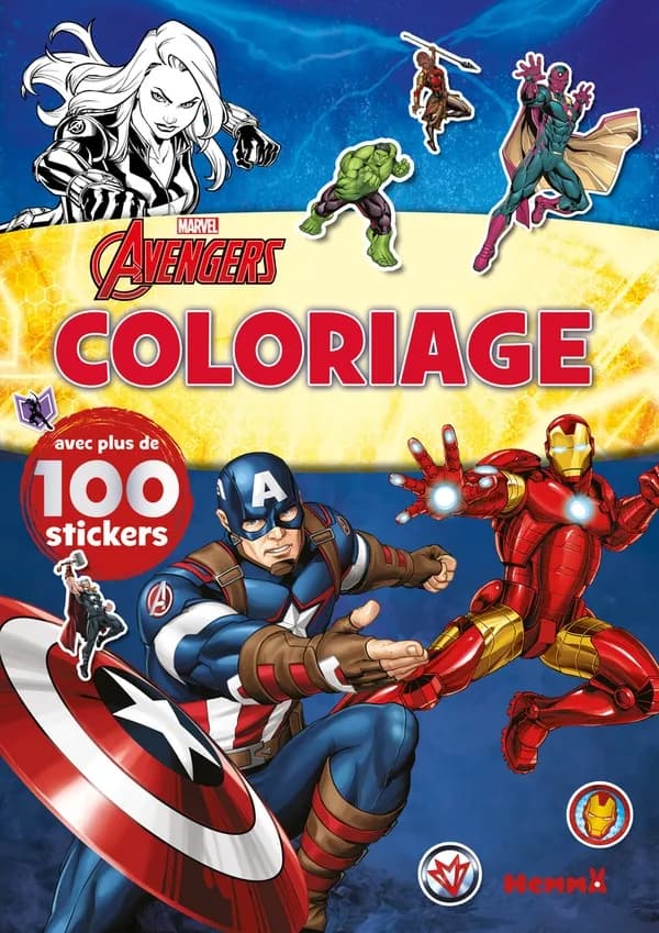 Coloriage avec stickers : Avengers : Iron Man, Black Widow, Captain America