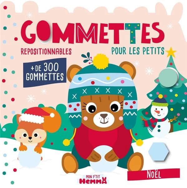 Mon p'tit Hemma Tome 73 : Gommettes repositionnables pour les petits : Noël (Ourson brun)