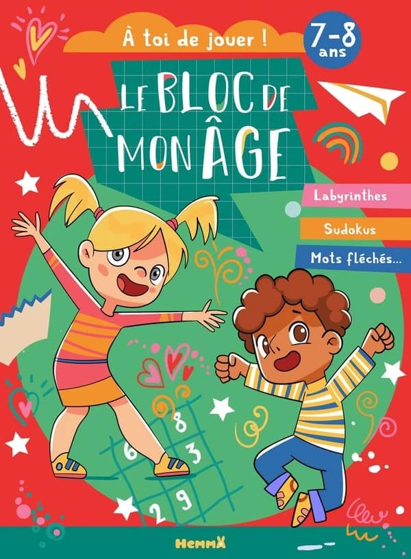 Le bloc de mon âge : À toi de jouer ! Fille garçon fond rouge et vert