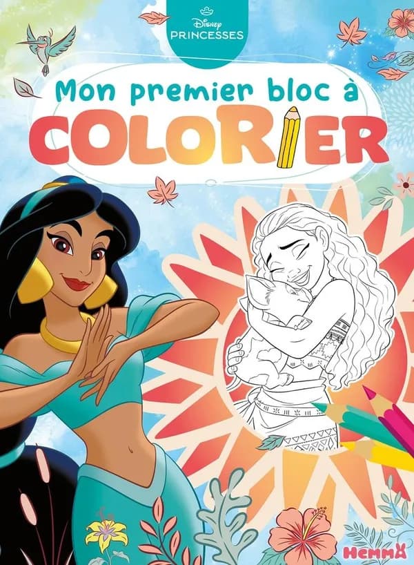 Mon premier bloc à colorier : Disney Princesses : Jasmine et Vaiana