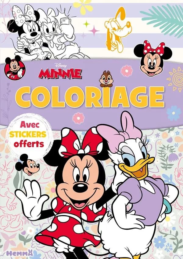 Coloriage avec stickers : Minnie : Minnie et Daisy