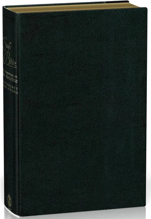 Bible NEG MacArthur ; souple cuir noir, tranches or, onglets découpés, avec boîtier