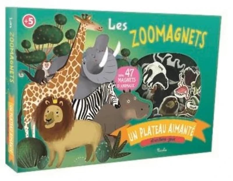Les Zoomagnets : Avec 47 magnets d'animaux, 1 plateau aimanté et 1 livre-jeux
