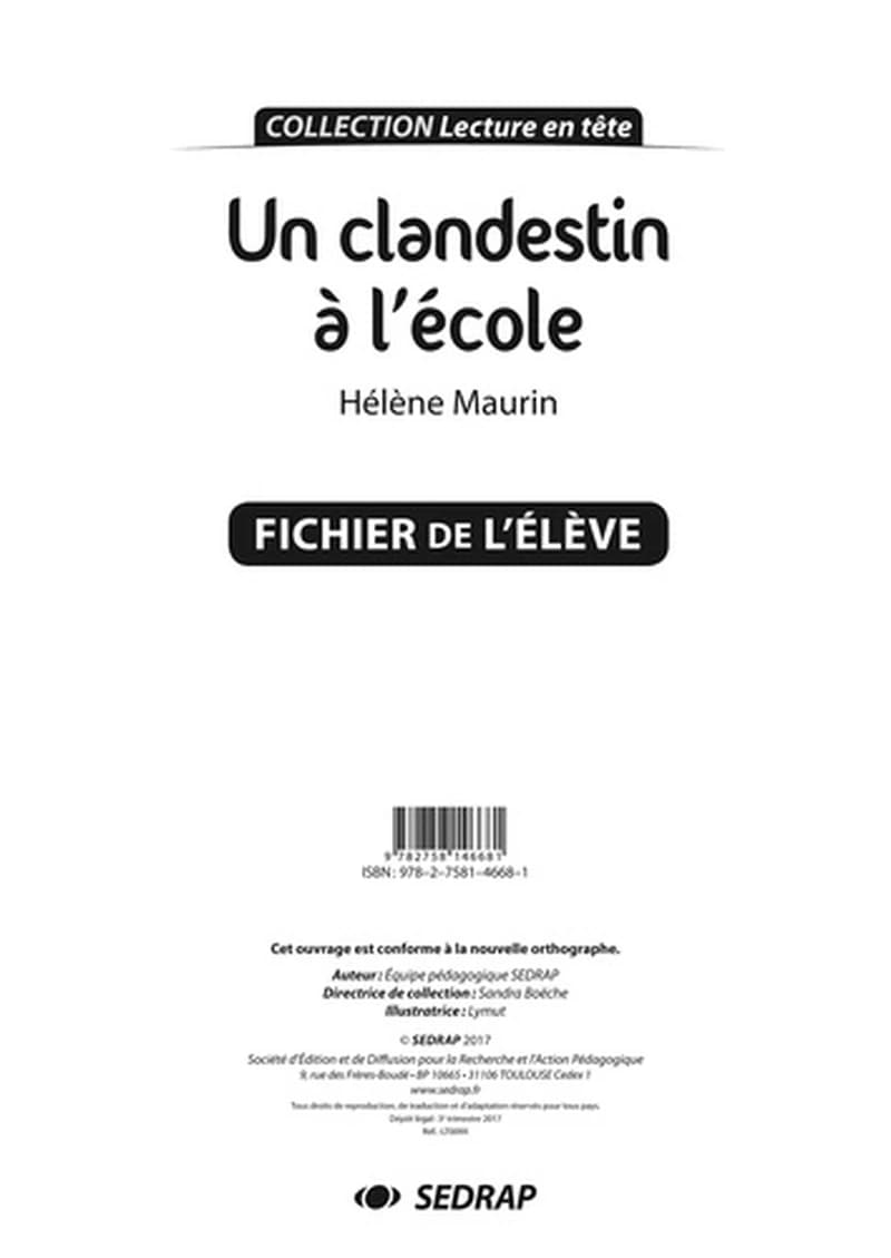 UN CLANDESTIN A L'ECOLE - FICHIER PEDAGOGIQUE
