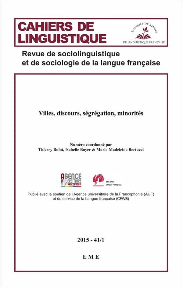 Villes, discours, ségrégation, minorités : 2015