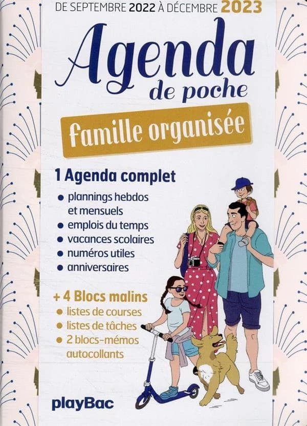 Agenda de poche famille organisée : de septembre 2022 à décembre 2023