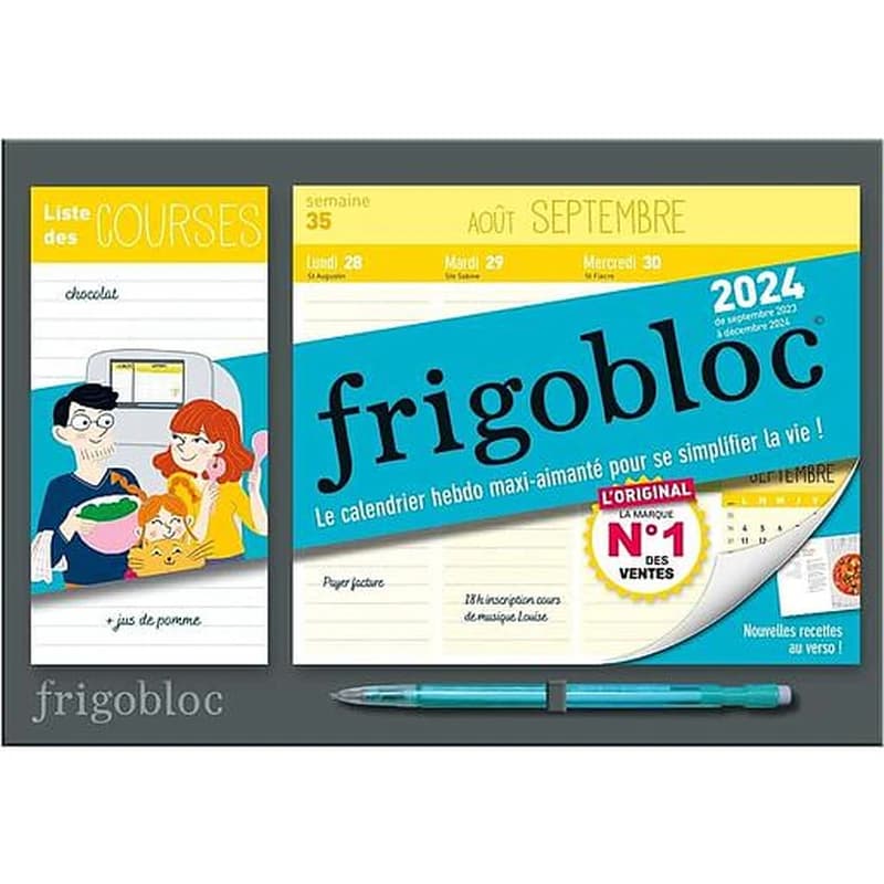 Frigobloc : Le calendrier hebdo maxi-aimanté pour se simplifier la vie ! Avec 1 porte-mines