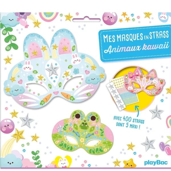 Mes masques en strass : Animaux Kawaii ; Avec 400 strass dont 5 maxi !