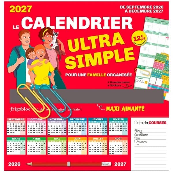 Frigobloc : Le calendrier Ultra Simple pour une famille organisée (édition 2027)