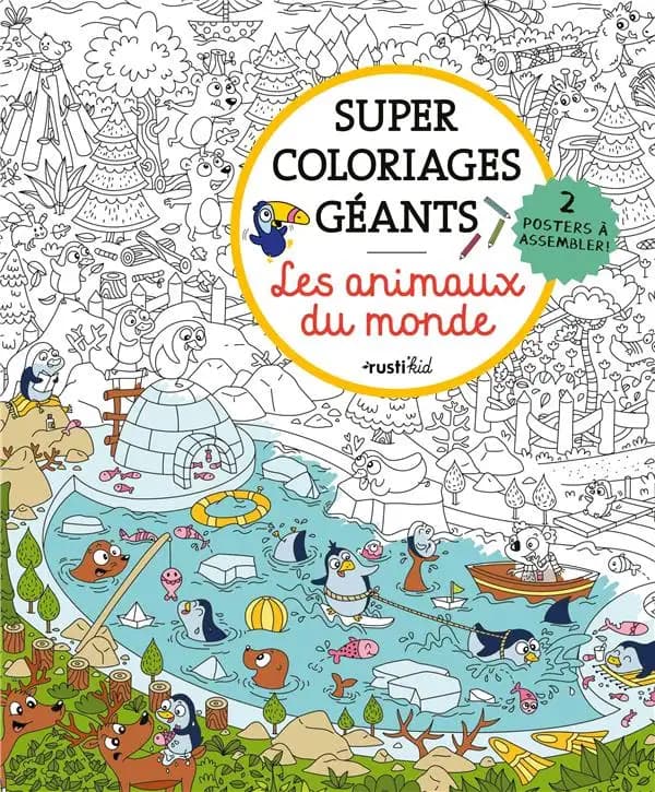 Super coloriages géants : les animaux du monde