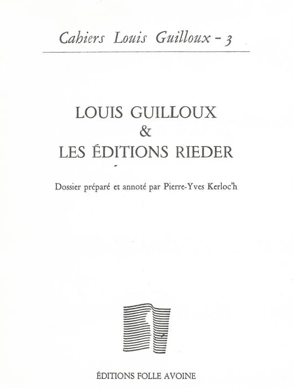 Louis Guilloux & les éditions Rieder
