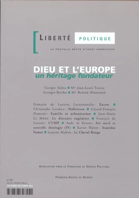 Liberté politique n.21 : Dieu et l'Europe, un héritage fondateur