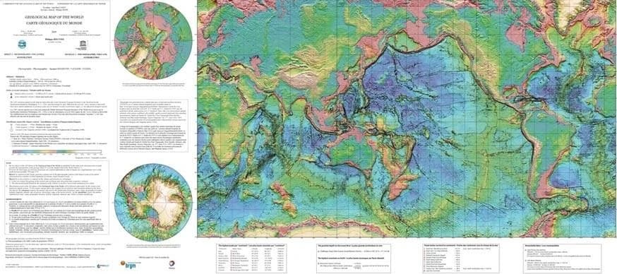 Carte physiographique du monde au 1