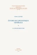 Etudes de linguistique générale: La linguistique pure