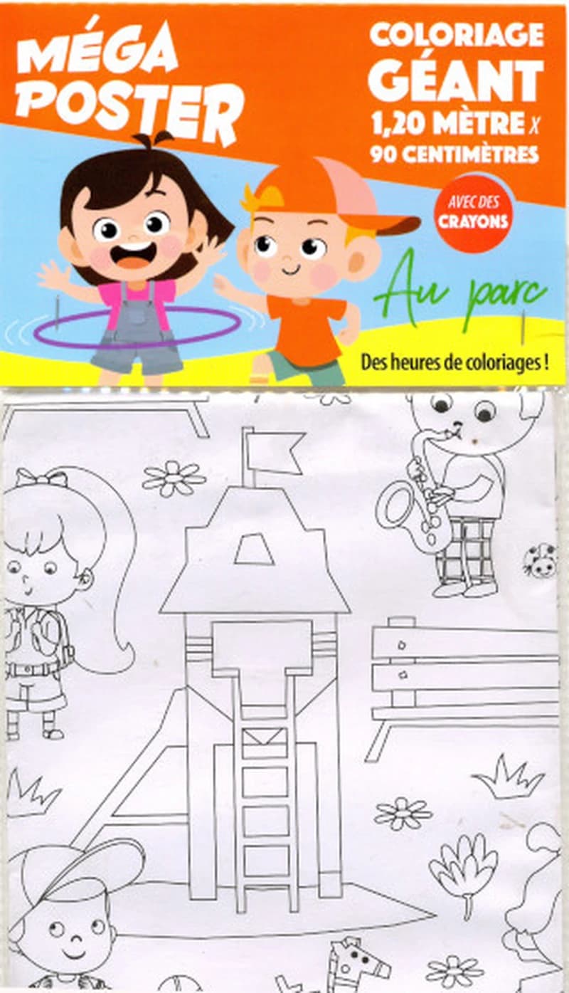 MEGA POSTER COLORIAGE GEANT ( AU PARC )+ BOITE DE CRAYONS