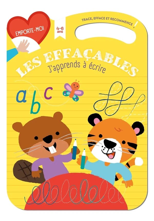 J'apprends à écrire : jaune ; les effaçables, trace, efface et recommence