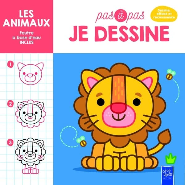 Les animaux pas à pas : Avec 1 feutre à base d'eau