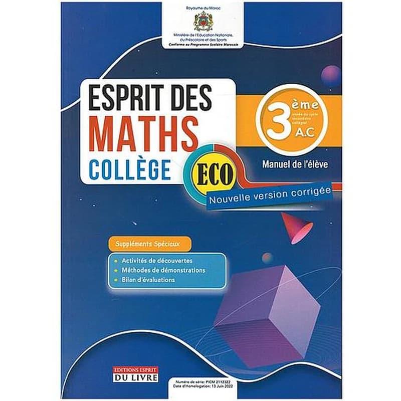 ESPRIT DE MATHS 1AC - MANUEL