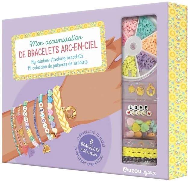Mon accumulation de bracelets arc-en-ciel