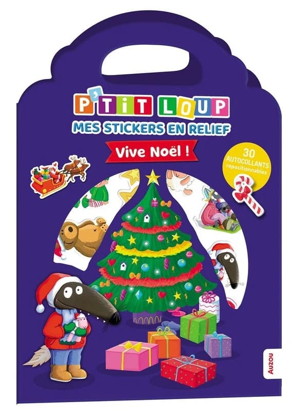 Mes stickers en relief P'tit Loup : Vive Noël - 30 autocollants repositionnables